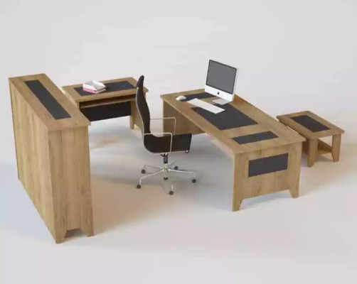 Moderno scrivania marrone di lusso in legno per ufficio espandibile nuovo.