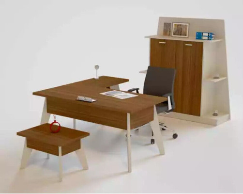 Tavolino moderno da salotto mobile da ufficio tavolo rettangolare in legno marrone.