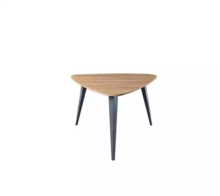 Tavolino triangolare da salotto in legno marrone per studio, nuovo.