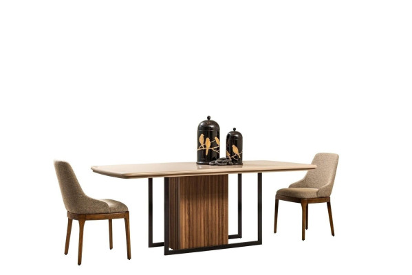 Sala da pranzo Set tavolo e sedie completo 9 pezzi Beige Set angolo pranzo