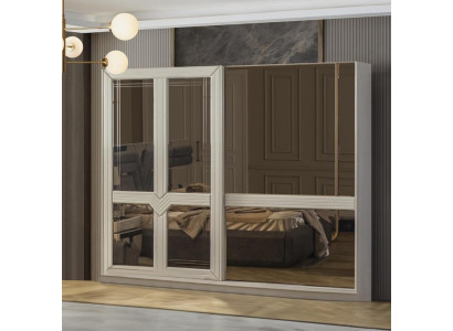 Armadio in legno bianco con specchio per la camera da letto