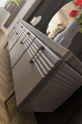 Mobile da sala Grigio Armadio Specchio Comò in Legno Set Comò