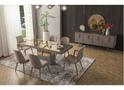 Tavolo da pranzo tavolo da pranzo tavolo sala da pranzo lusso legno beige 199 cm