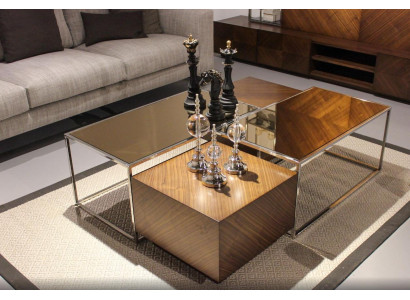 Tavolino da salotto di lusso in legno con design in vetro moderno nuovo