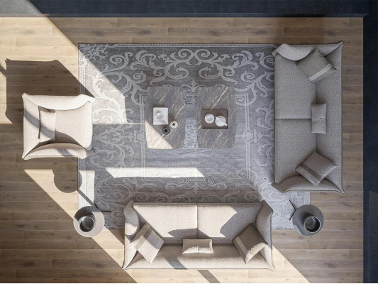 Set soggiorno grigio 7 pezzi moderno 2 divani a tre posti poltrone imbottite nuove