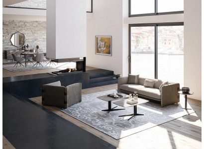 Komolett Set 6 pezzi Divano a tre posti Nuovo Sedia 2x tavolino in legno 2x tavolino laterale