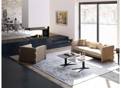 Salotto completo 6 pezzi 2x tavolino mobili imbottiti di lusso beige divano nuovo