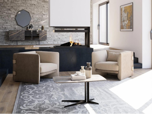 2 poltrone con tavolino da salotto Set di mobili da soggiorno completo Design Arredamento Garniture