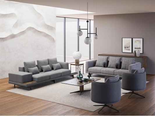 Set di divani moderni di lusso con 2 divani a tre posti e poltrona, nuovo design.