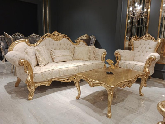 Set di divani 3+3+1+1 posti + tavolino da caffè Set di divani 5 pezzi, mobili imbottiti nuovi.