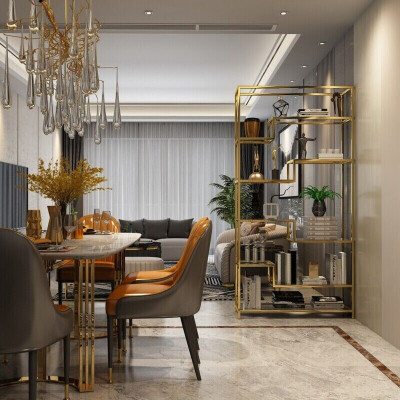 Scaffale in metallo con divisorio, design di lusso, armadi con ripiani divisori per soggiorno in metallo