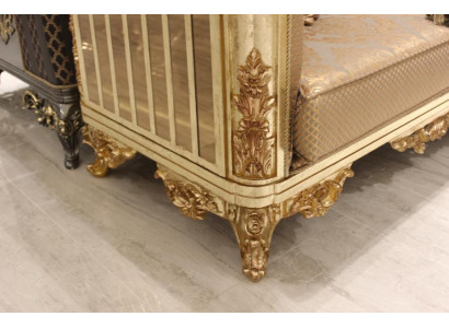 Sofà set 3+3 posti soggiorno design divano oro Chesterfield tessuto nuovo
