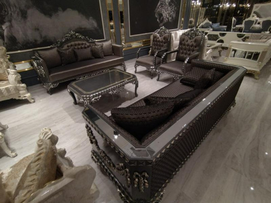 Set di divani comodi per il salotto 3+1+1 e nuovo lussuoso set di 2 poltrone marroni