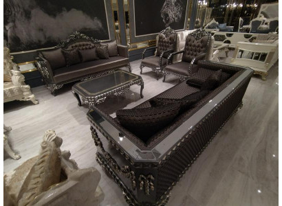 Set di divani comodi per il salotto 3+1+1 e nuovo lussuoso set di 2 poltrone marroni