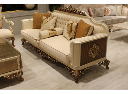Set di divani elegante per il soggiorno, composto da divano e 2 poltrone, di lusso.