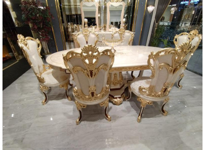 Set di sedie da sala da pranzo 6x sedie Set di mobili di lusso Gruppo poltrona Divano da salotto   Traduzione in italiano: Set di sedie per sala da pranzo 6x sedie Set di mobili di lusso Set poltrona Divano da salotto