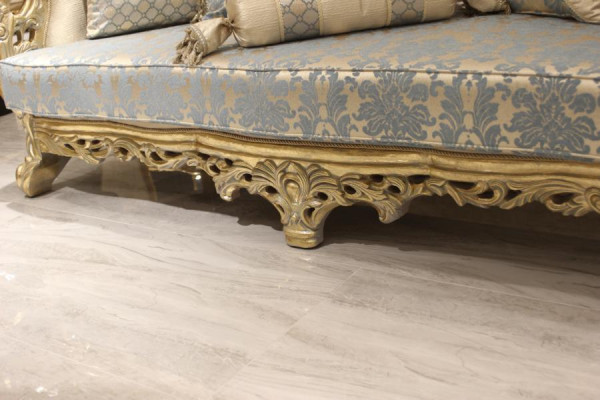 Divano Chesterfield 3 posti in stoffa classica in legno nuovo