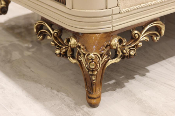 Sofà di lusso a 3 posti Mobili da soggiorno Elegante divano a 3 posti in tessuto beige