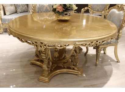 Tavolo da pranzo di lusso rotondo Design tavolo classico da pranzo Mobili in oro Nuovo