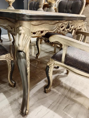 Mobili da sala da pranzo di design Tavolo da pranzo in legno Tavolo oro Posti per 6 persone