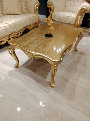 Tavolo da caffè Tavoli Tavolo Chesterfield Design Mobili di lusso in legno dorato per il soggiorno, nuovo