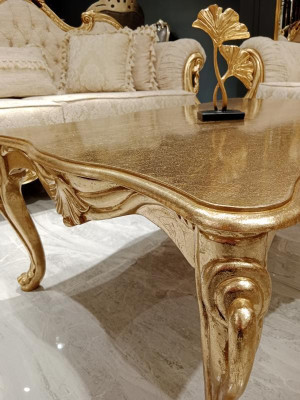Tavolo da caffè Tavoli Tavolo Chesterfield Design Mobili di lusso in legno dorato per il soggiorno, nuovo