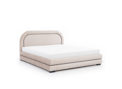 Set da camera da letto Designer Beiges con letto matrimoniale, 2 comodini in tessuto.