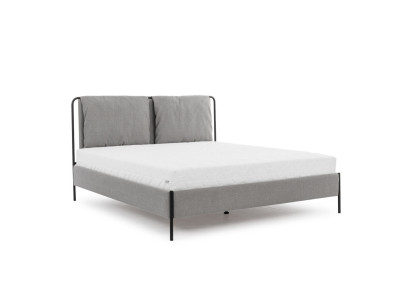 Camera da letto moderna Letto matrimoniale grigio Struttura in metallo Letti tessili