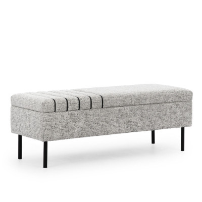 Moderna panca da camera grigia con telaio in legno di lusso nuovissima.