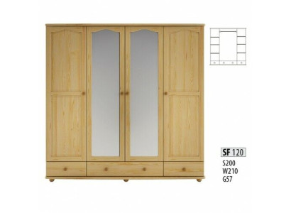 Armadio Camera da Letto in Legno Armadio Vera Manifattura in Legno Massello Armadio a 4 Ante.