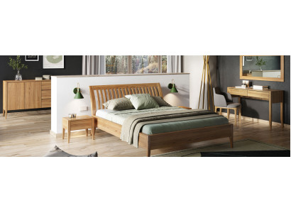 Camera da letto 3 pezzi. Set Letto in legno massello Mobili Comodini 2x Letti Legno reale