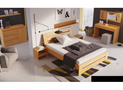 Camera da letto Mobili 3 pezzi Set Letto Legno massiccio Comodini 2x Legno naturale