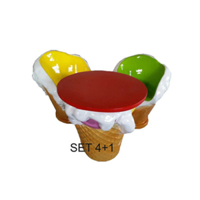 Gelato Mobili Tavolo 4 Sedie Gelateria Set da pranzo Sedia con schienale Tavoli 5 pezzi