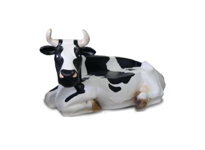 Statua di mucca a grandezza naturale per decorazione da giardino, scultura in resina da 200 cm.