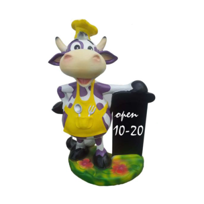 Moderna figura di mucca scultura statua decorativa vitellino 55cm in plastica.