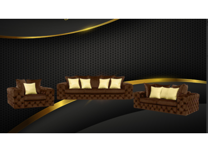 Chesterfield Design Set da soggiorno in stile inglese divano 3-2-1 posti.