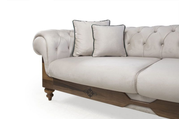 Sofà classico 3 posti + poltrona Chesterfield, mobili di design.