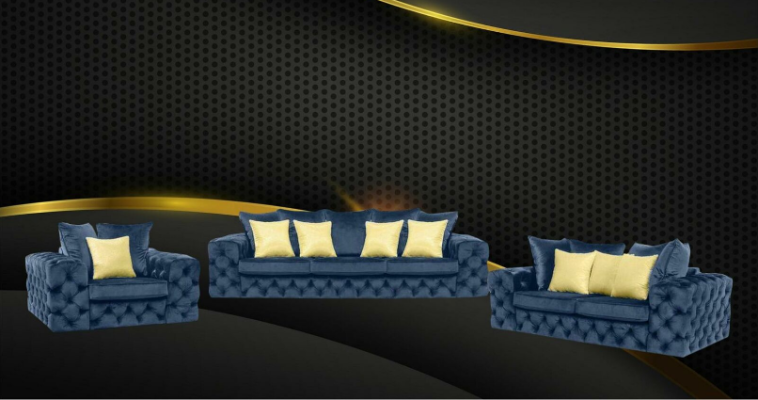 Lusso divano a 4 posti in pelle e tessuto imbottito divano set tre posti.