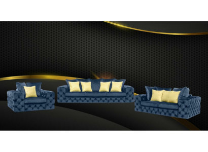 Lusso divano a 4 posti in pelle e tessuto imbottito divano set tre posti.