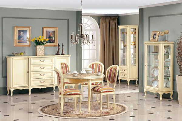 Classico soggiorno commode tavolo sedie vetrina re Chippendale Wersal1