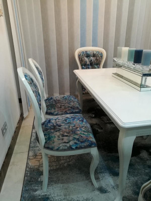 Tavolo da pranzo design sedia imbottita sedia set tavolo + 6 sedie