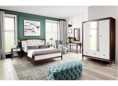 Set completo per camera da letto 4 pezzi, letto di design + 2 comodini + armadio.