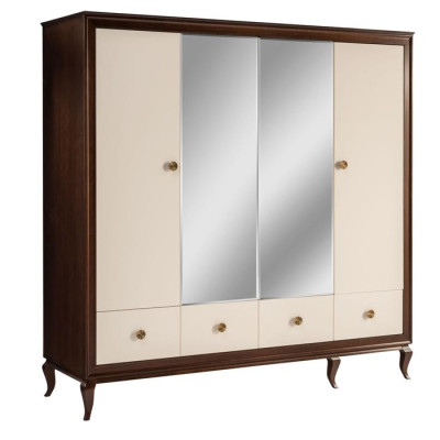 Armadio con specchio Armadio in legno a 4 ante con 3 cassetti Nuovo