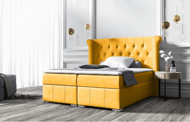 Chesterfield letto + contenitore per biancheria da letto Letti a molle Schlafzimmer Hotel Tutte le dimensioni!