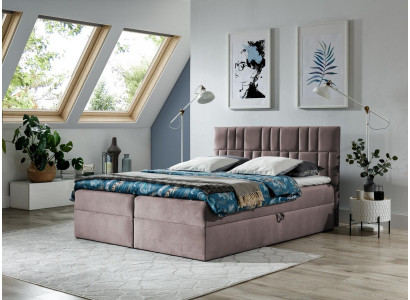 Letto matrimoniale con box-spring, letto con contenitore, letto matrimoniale, letti, letto imbottito rosso nuovo.