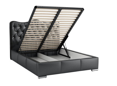 Telaio letto Letti Letto matrimoniale Moderno Letto Similpelle Letto Imbottito Letto Matrimoniale Nero