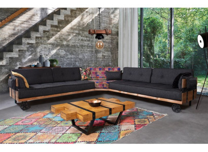 Divano Loft imbottito angolare con ruote, divano ad angolo, divano a due pezzi.