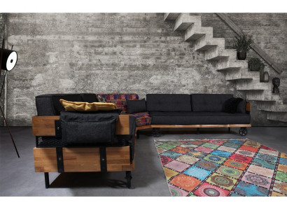 Divano Loft imbottito angolare con ruote, divano ad angolo, divano a due pezzi.