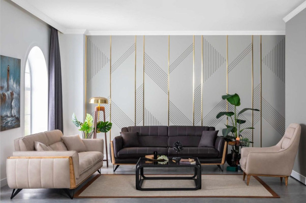 Divano Divano in tessuto Set di mobili 3 pezzi Set di divani Divani Arredamento