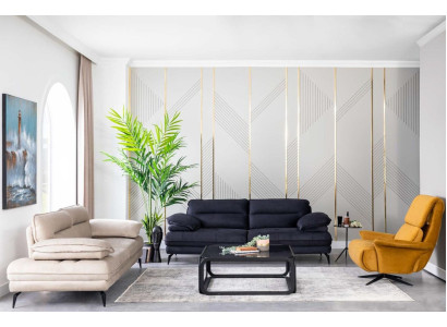 Set di lussuosi divani in tessuto 3 pezzi.